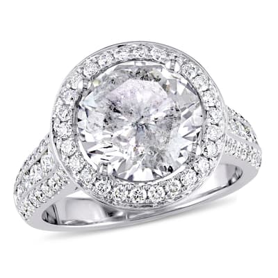 Miadora 4 9/10ct TDW Diamond Halo Engagement Ring in 14k White Gold