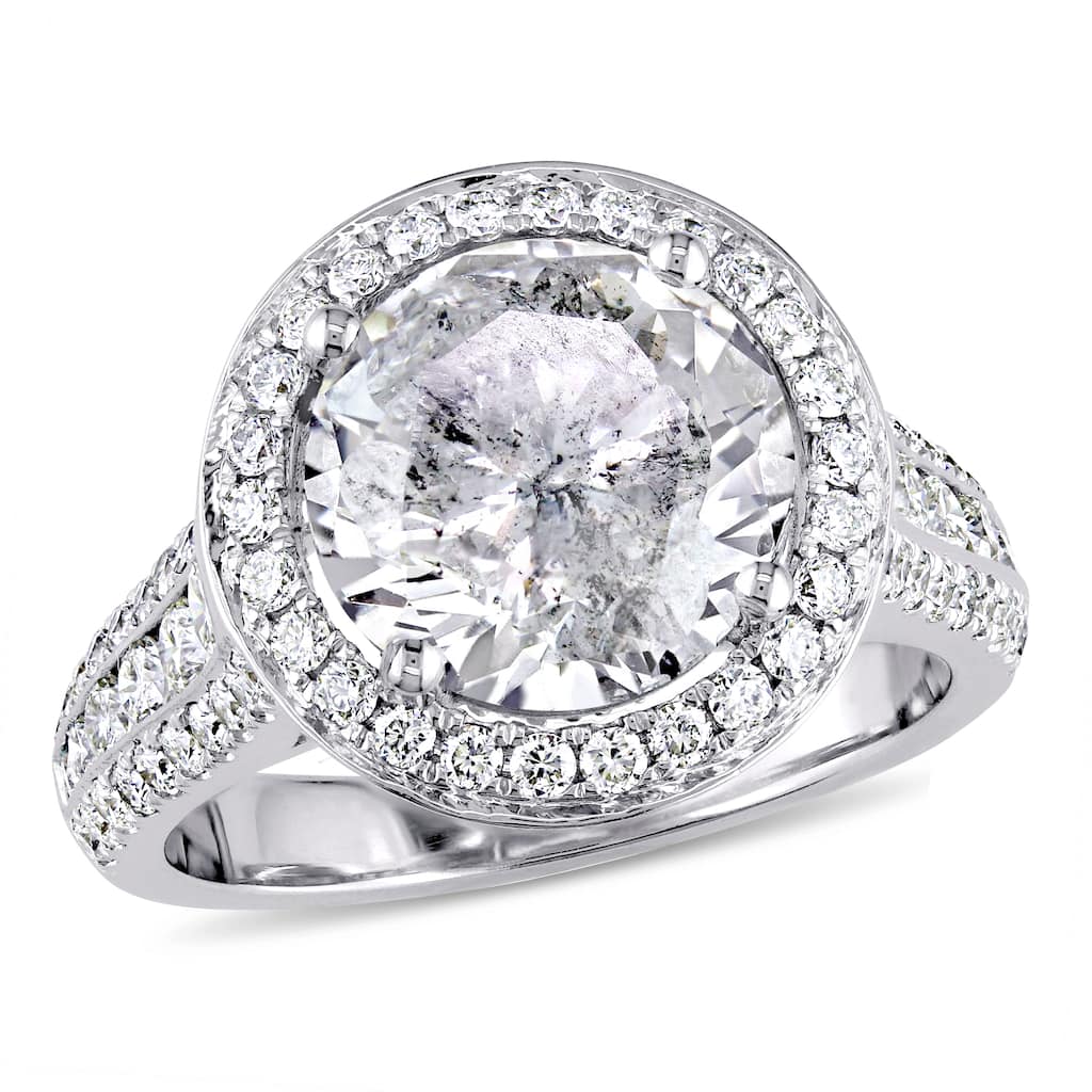 Miadora 4 9/10ct TDW Diamond Halo Engagement Ring in 14k White Gold