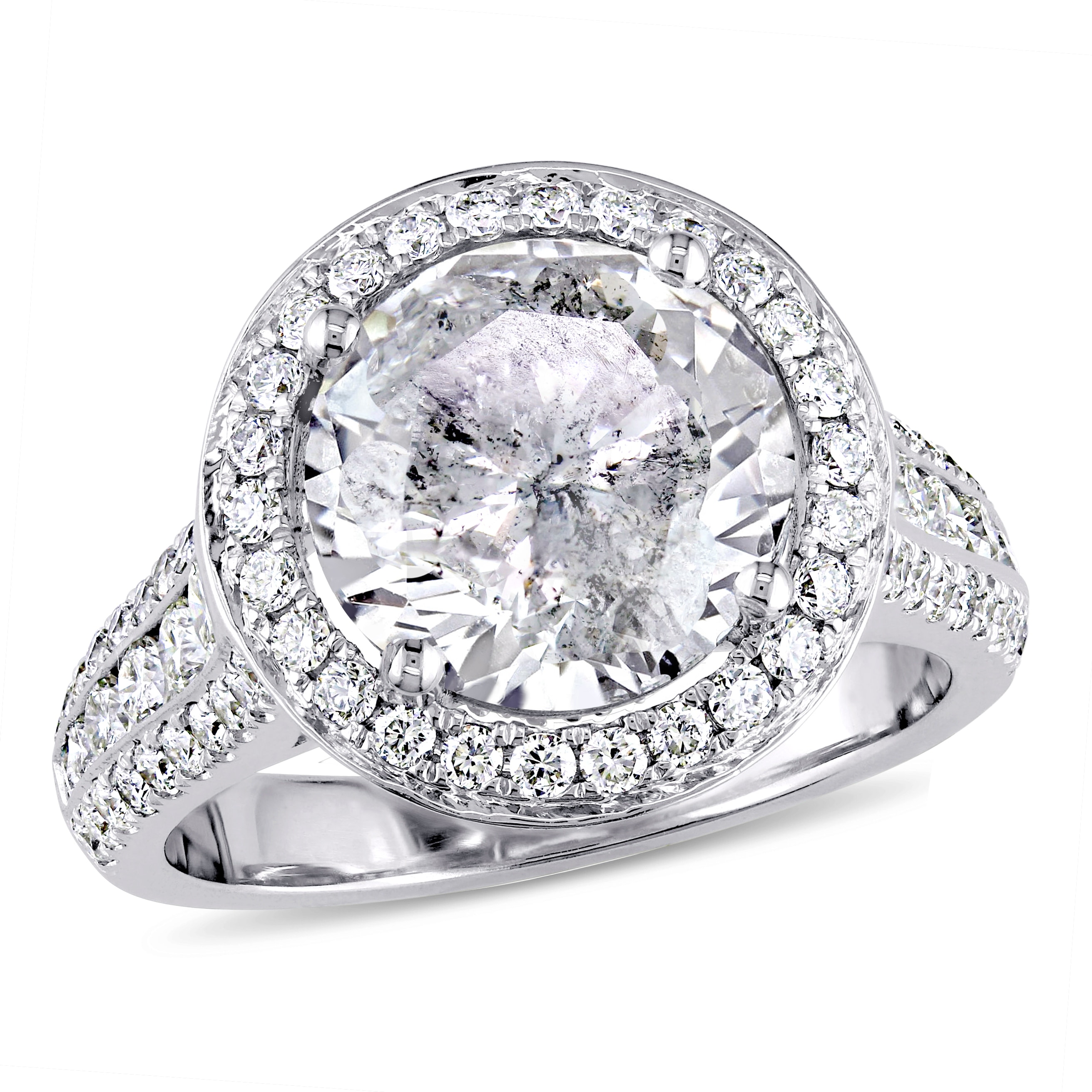 Miadora 4 9/10ct TDW Diamond Halo Engagement Ring in 14k White Gold