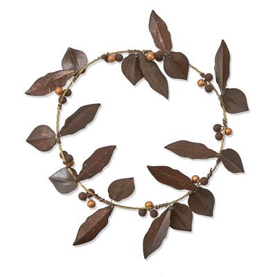 Weathered Leaf & Berry Wreath 7.75 in Multicolor Artificial Wreath for Everyday Decor