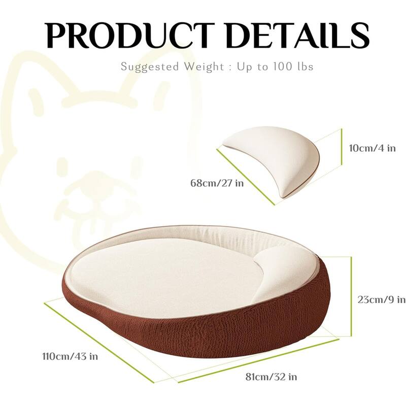 WOWMAX Orthopedic Dog Beds For Extra Large Dogs, With Extra Pillows, Non Slip Bottom Couch Bed With Washable Removable Cover