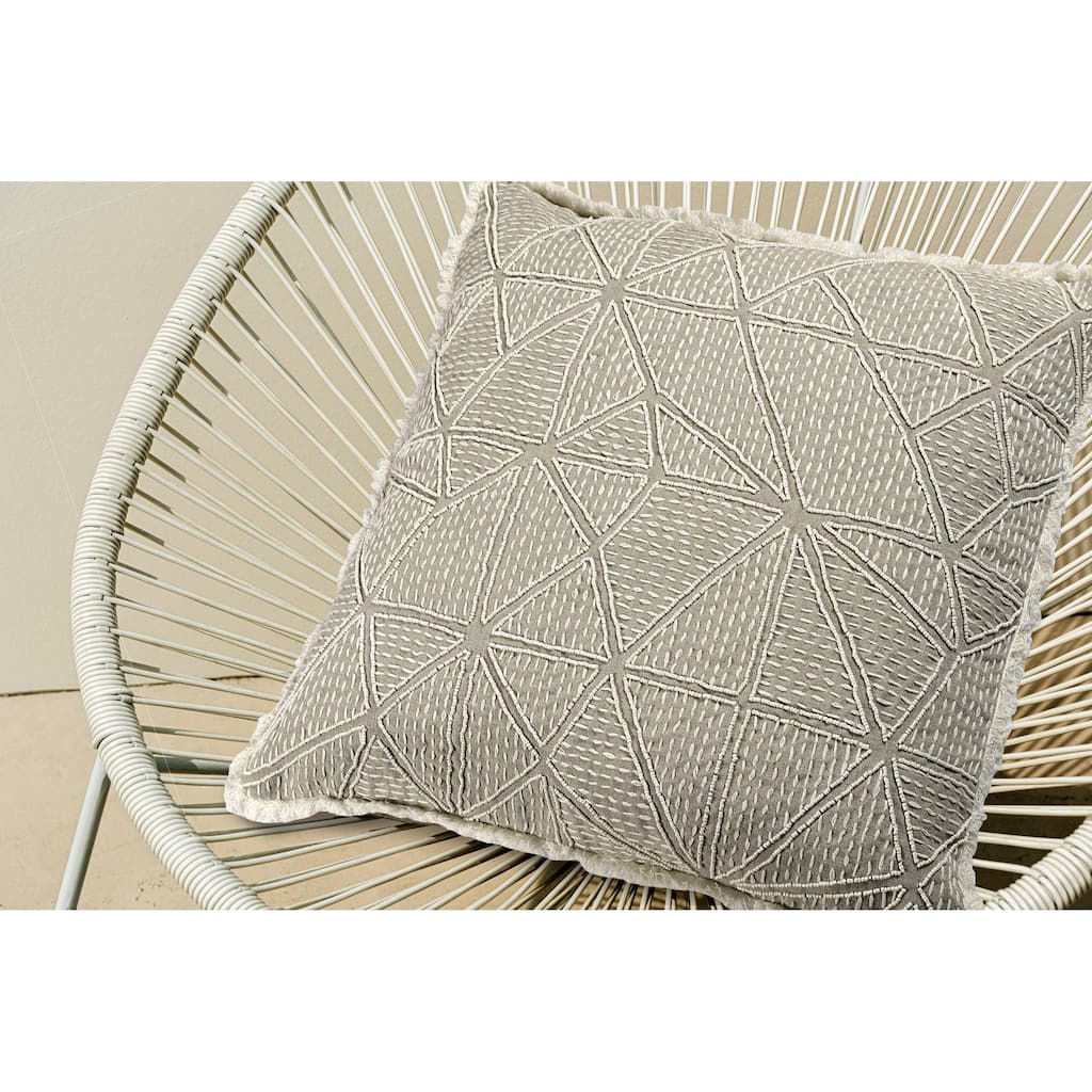 Handwoven Abstract Geometric Square Throw Pillow - 20" - Taupe Gray and Cream