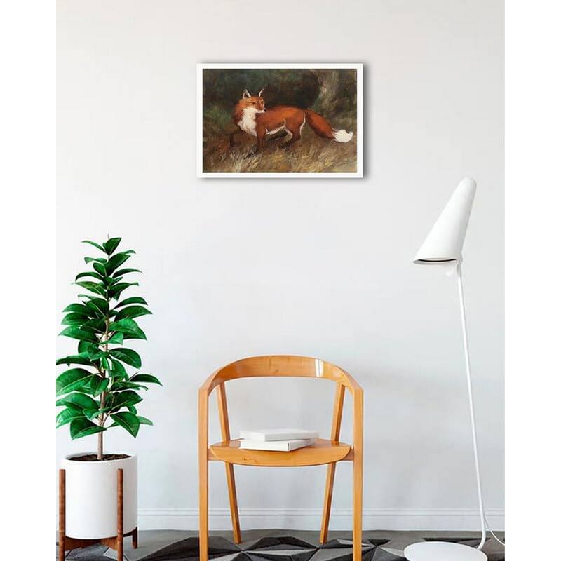 Forest Fox Framed Poster - 18 x 24 Inch - White