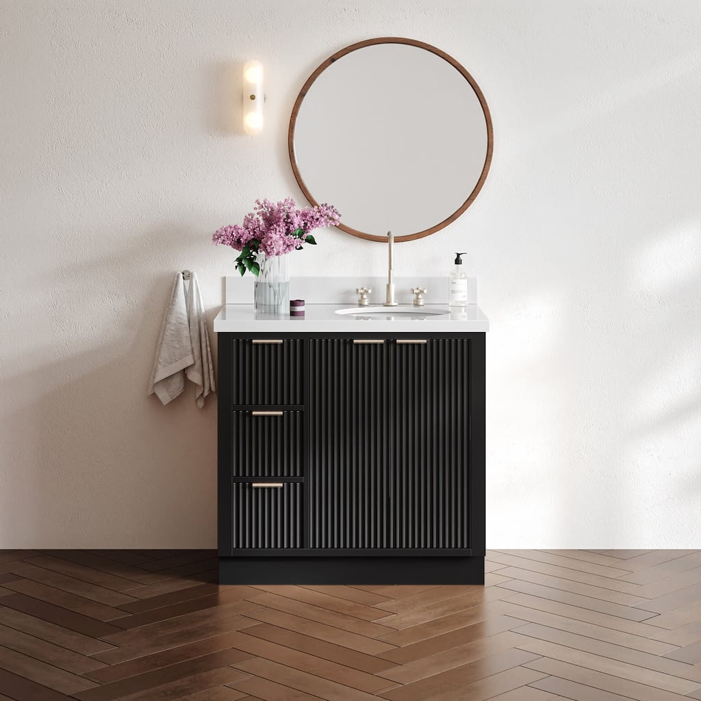 Ariel P37RWQOVO Milan 37" Free Standing Single Basin Vanity Set with