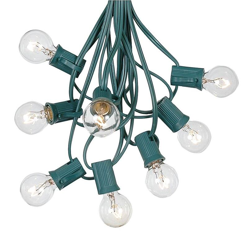 25 Foot G30 Outdoor Globe Patio String Lights - Set of 25 G30 Clear Bulbs - Green