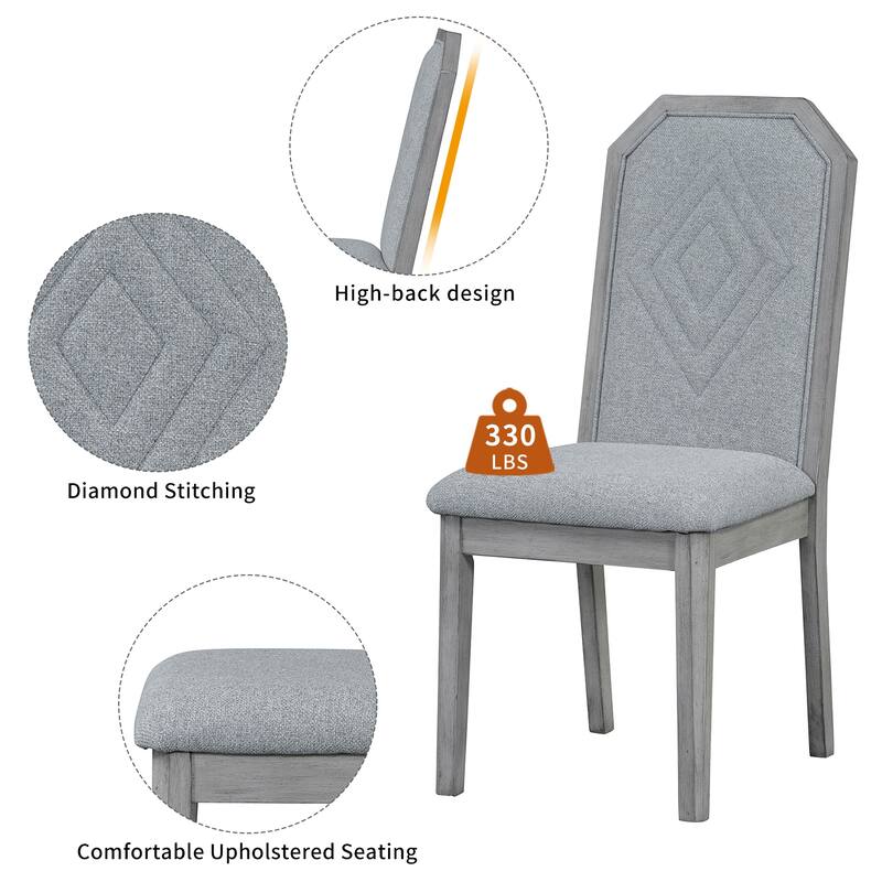 7-Piece Dining Table with 6 Upholstered Chairs