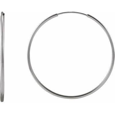 Curata 14k White Gold 30x1mm Polished Endless Flexible Tube Hoop Earrings