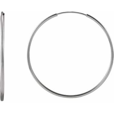 Curata 14k White Gold 30x1mm Polished Endless Flexible Tube Hoop Earrings