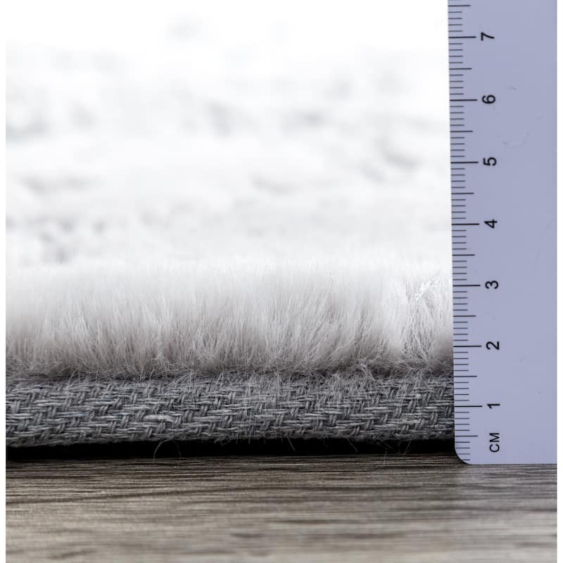 Chryso Collection Abstract Faux-Fur Rug with Foil
