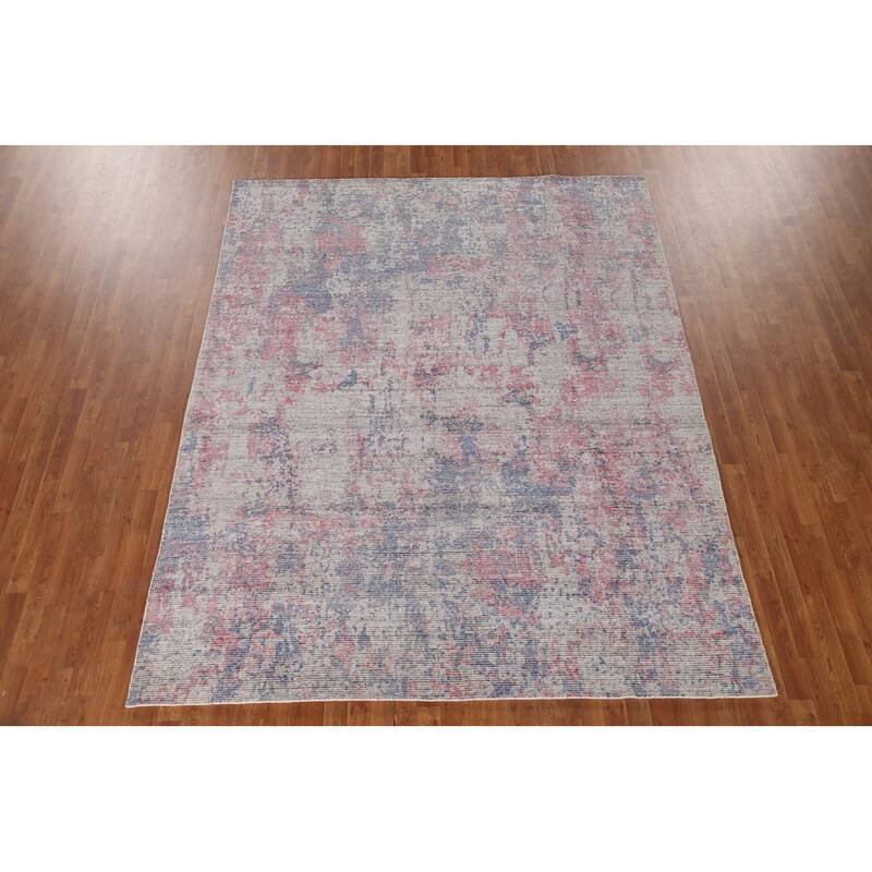 Abstract Modern Area Rug Hand-Knotted Multi-Color Wool Carpet - 7'8"x 9'7"