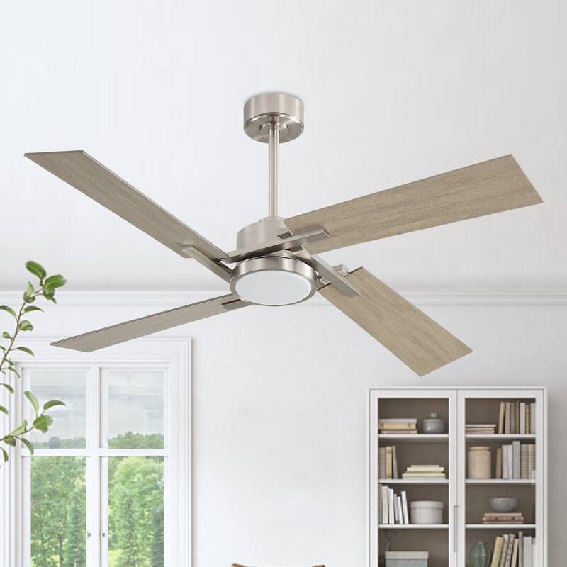 GetLedel 56" 4-Blade DC Motor Dimmable LED Ceiling Fan with Remote Control and Light Kit - Brushed Nickel