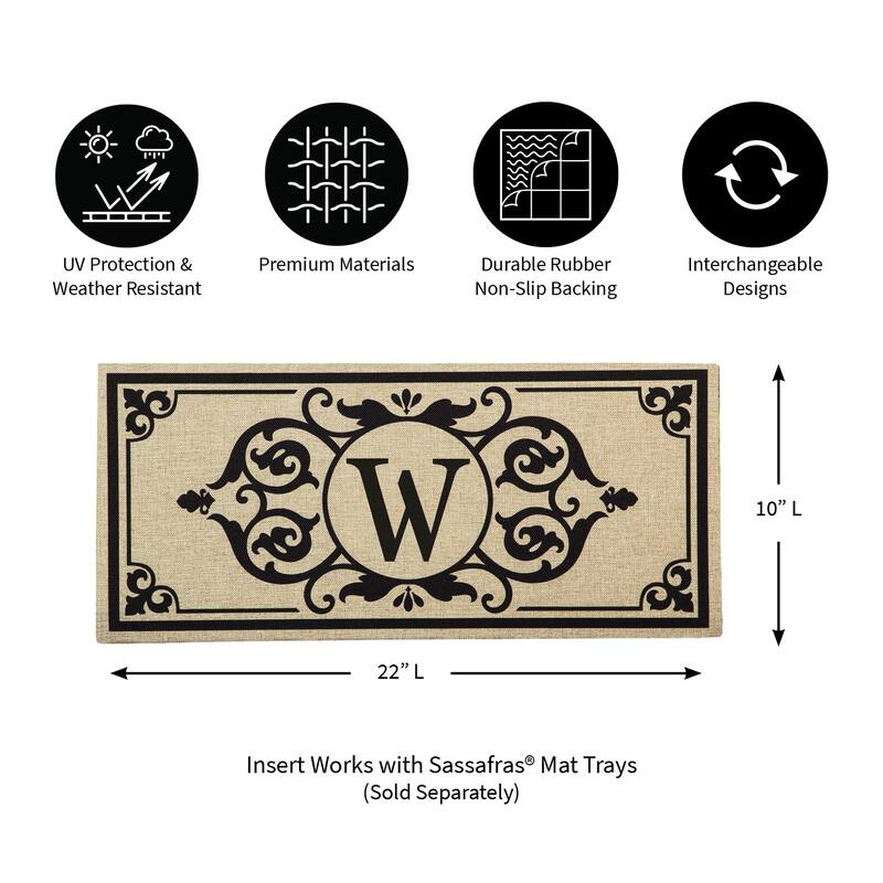 Cambridge Monogram Burlap Sassafras Switch Mat, Letter W