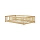 preview thumbnail 67 of 84, Montessori Twin Size Toddler Floor Bed with Fence without Door, Open-row Design Wood Frame Platform Bed with Safety Guardrails