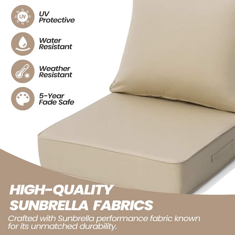 24" W * 24" D * 20" H Outdoor Patio Deep Seat Cushion Set Chair Cushion with Sunbrella Fabric