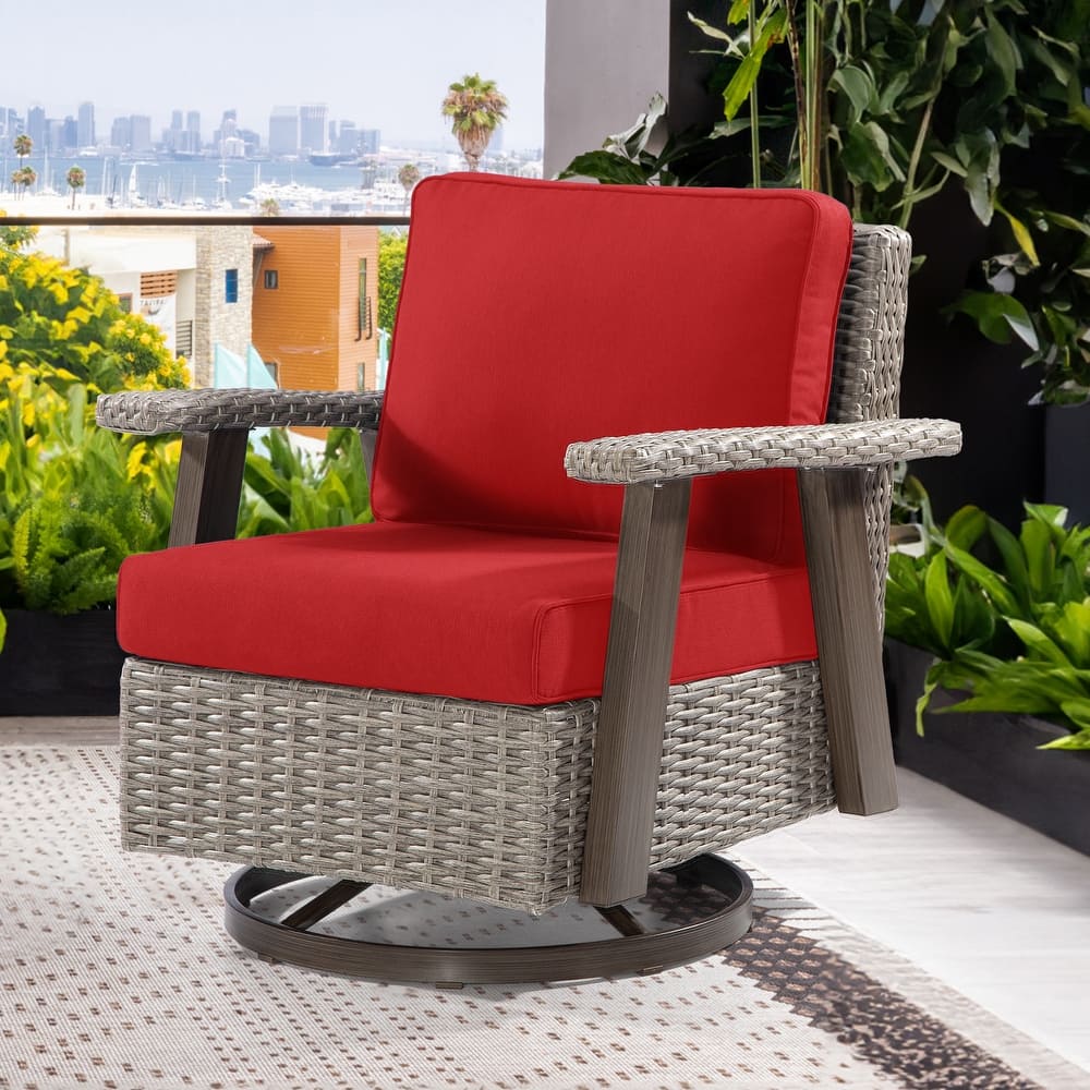 Cozywor Wicker Patio Outdoor Rocking Chair Swivel Lounge Chair