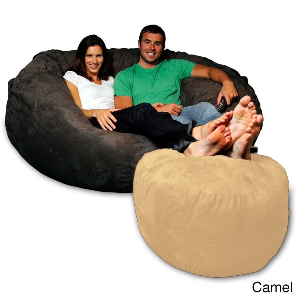 Memory Foam Ottoman Only, Soft and Comfy MicroSuede Bean Bag Ottoman for Adults and Kids