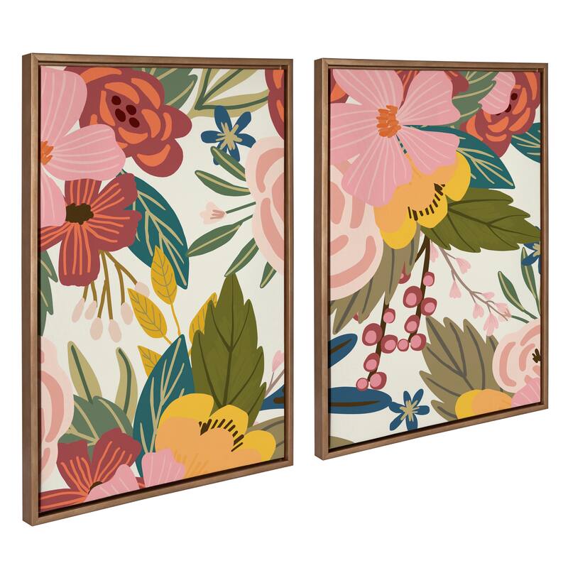 Kate and Laurel Sylvie Softly 1 and 2 Framed Canvas Art by Mia Charro
