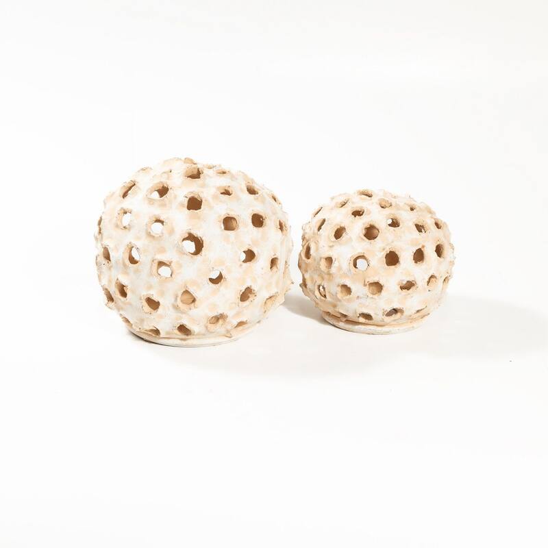 Large Round Clay Dome Tabletop Accent Decoration - 11.5" - Cream