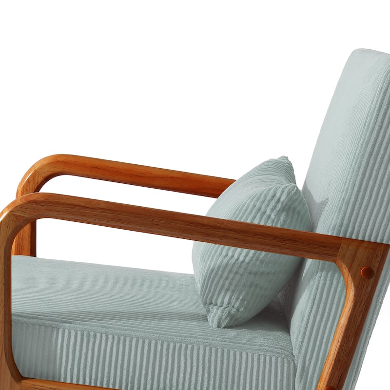 Modern Corduroy Upholstered Accent Chair with Wood Legs Set of 2