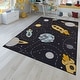 preview thumbnail 7 of 10, Space Kids Rug Non-Slip Play Mat with Rockets and Planets grey - 2'8" x 4'11"