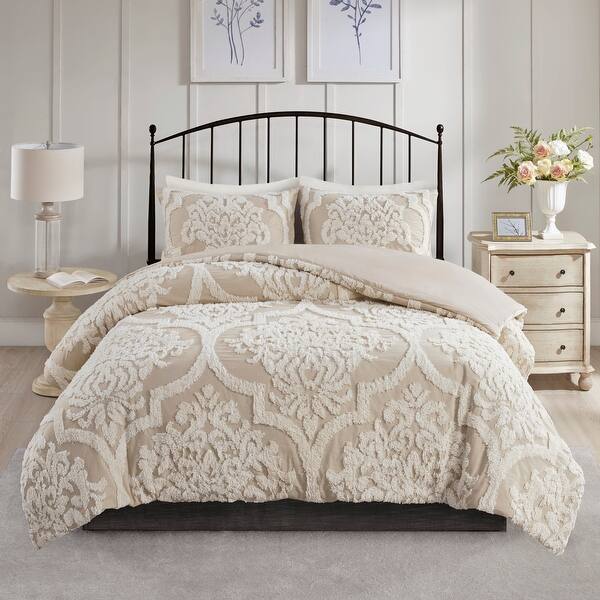 Shop Madison Park Aeriela Tufted Cotton Chenille Damask Duvet Cover Set On Sale Overstock 27433344