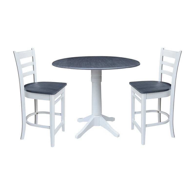42" Round Top Dual Drop Leaf Pedestal Table with Stools - 3-Piece