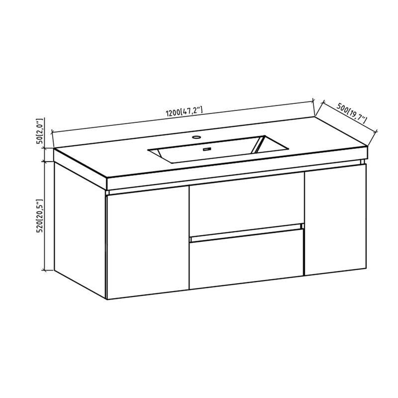 MDF Wall-Mounted Bathroom Vanity Set in Rose Wood with Integrated Culture Marble Sink