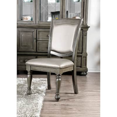 Tima Traditional Grey Faux Leather Dining Chairs (Set of 2) by Furniture of America