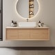 preview thumbnail 2 of 26, 48" Modern Floading Single Bathroom Vanities, Solid Wood, Glossy Stone Vessel, Brown &Light Wood - 47.6" x 19.7