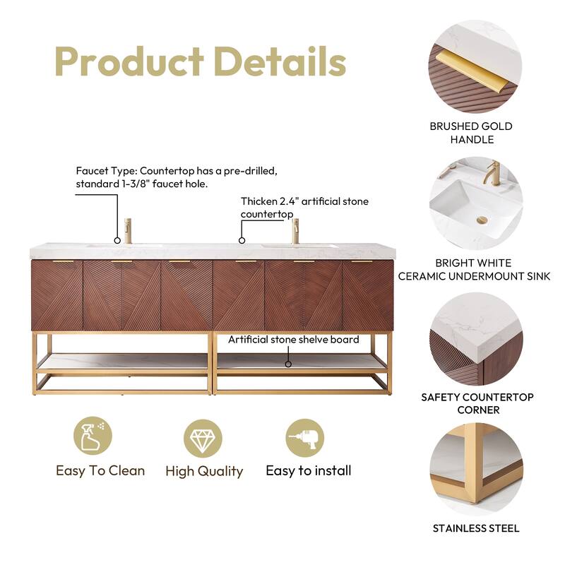 Mahon Double Bath Vanity with Composite Stone Top without Mirror