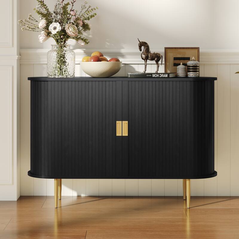 47.2'' Wood Tambour Door Sideboard Storage Cabinet