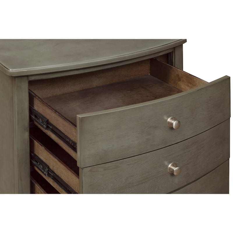 Nightstand Birch Veneer Nickel Hardware Bed Side Table
