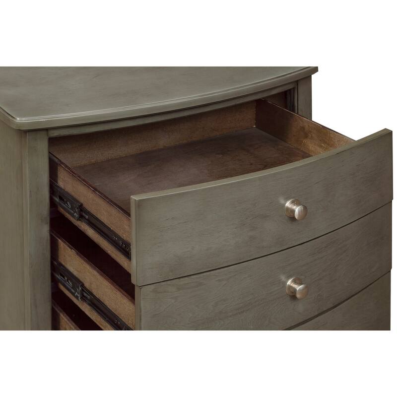 Gray Nightstand, 3 Drawers, Birch Veneer, Nickel Hardware, Bedside Table - Gray