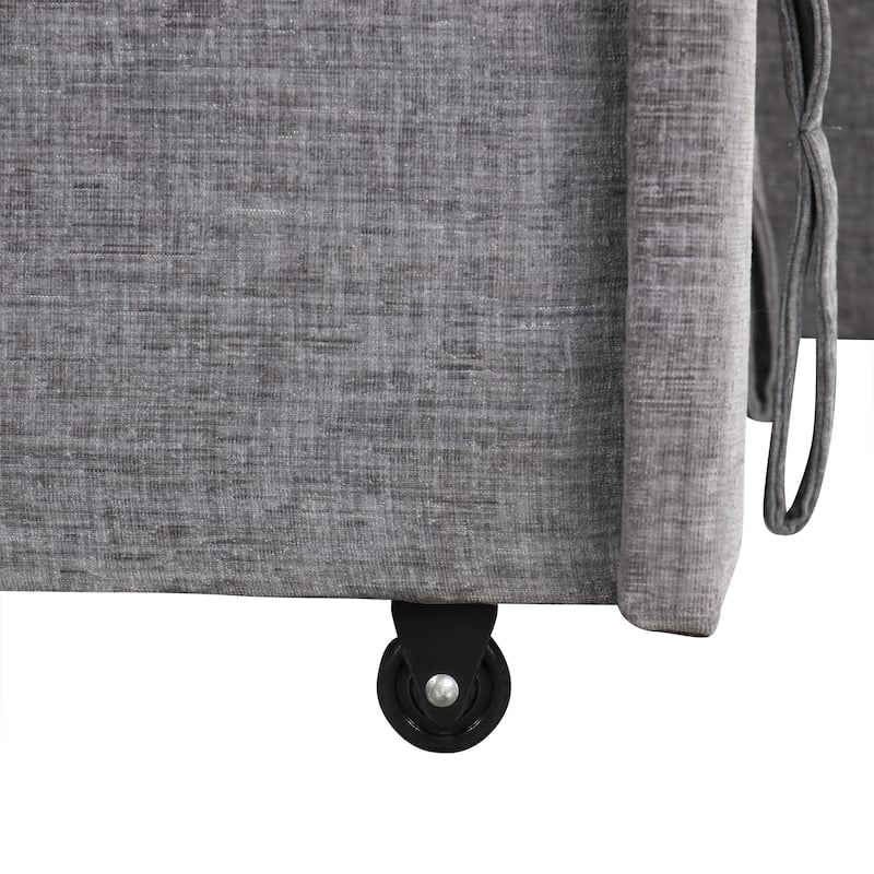 Grey 90.6'' L-Shaped 6-Seat Modular Sofa with Built-In Storage and USB Ports