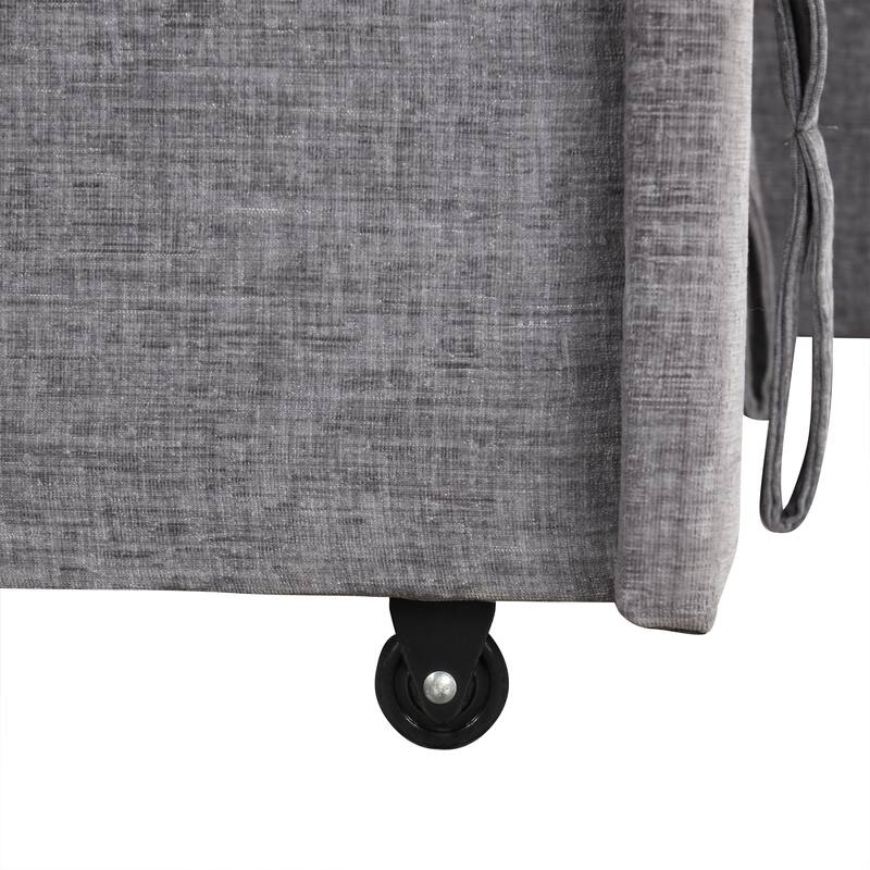 L-Shaped 5-Seat Sectional Sofa with Pull-Out Ottoman, Built-In Cup Holders, USB Charging Port and Removable Cushions