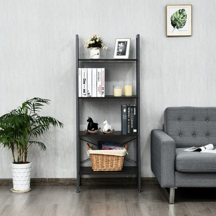 4-Tier Ladder Shelf Bookcase Bookshelf Display Rack Plant Stand - 24"(L) x 13"(W) x 58"(H)