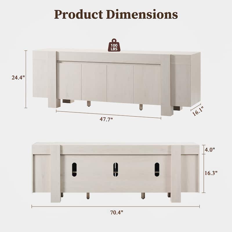 Modern Farmhouse TV Stand, Wood Entertainment Center for Living Room