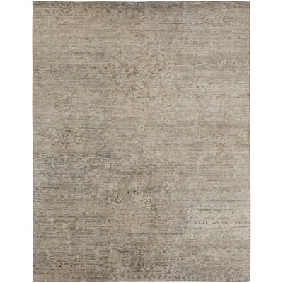 Modern Beige Hand-Knotted Wool & Viscose Area Rug
