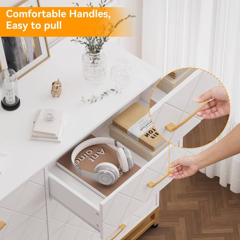 8-Drawer Dresser for Bedroom & Closet, Modern Wooden Storage Chest