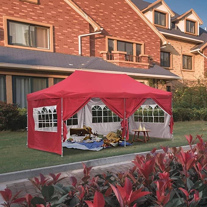 GDY 10x20 Ft Pop up Canopy Tent, Party Heavy Duty Instant Gazebo With 4 Removable Side Walls