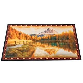 Skid-Resistant Mountain Lake Design Accent Rug - 27