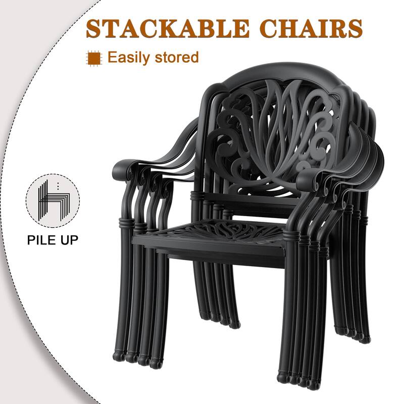 3-Pc Aluminum Patio Set , 2 x Armchairs with Cushions In Random Colors with 1 With Umbrella Hole Table