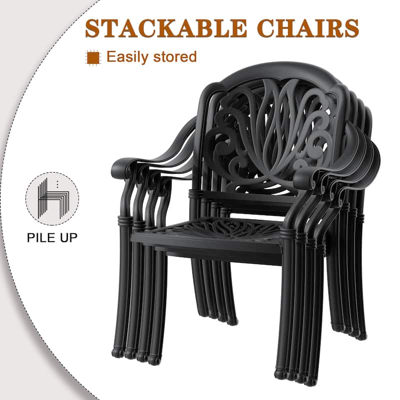 Stacking Patio Dining Armchair with Cushion