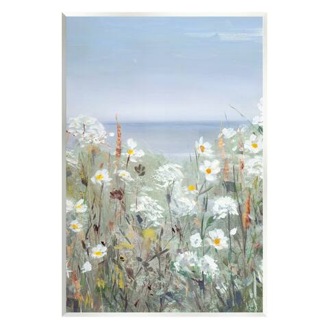 Stupell Industries Spring Daisy Flower Blooms Beachside Ocean View Wood Wall Art, Design by Sally Swatland