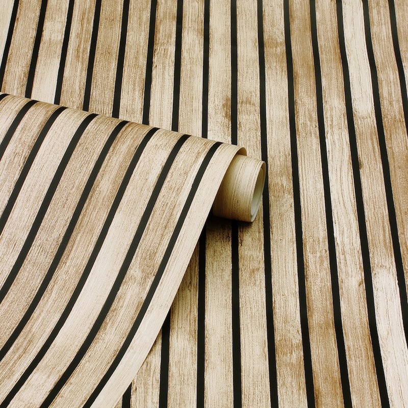 Realisitic Wood Slats Wallpaper - 20.8 in. W x 33 ft. L