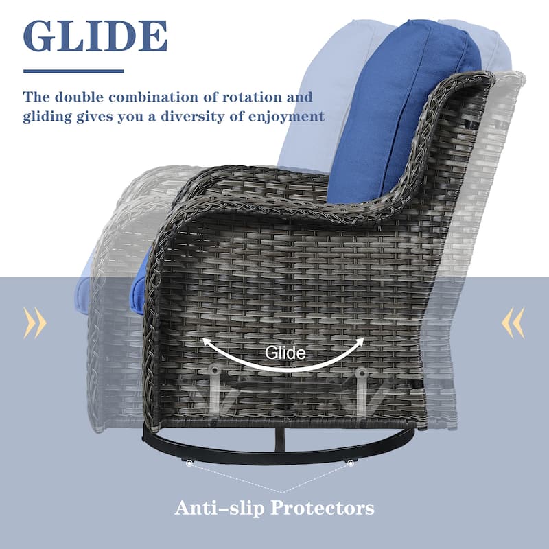 Gymojoy Outdoor Swivel Chairs with Sofa and Fire Pit Table