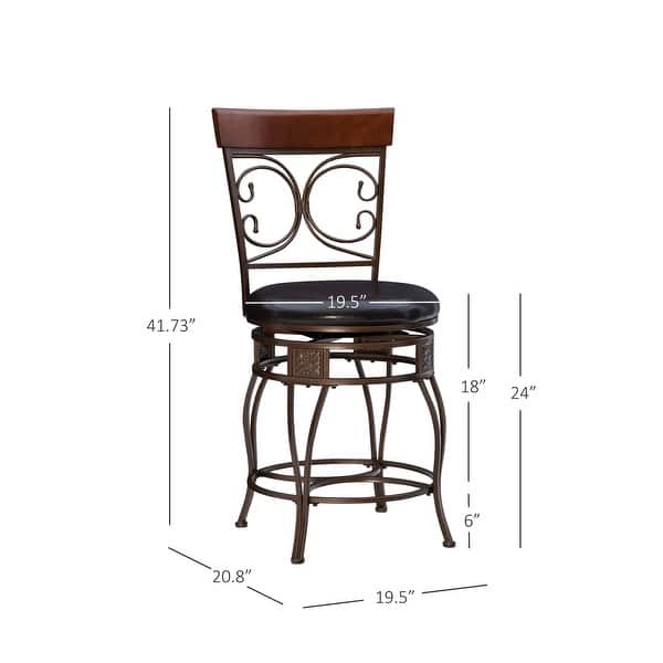 Onyx Big & Tall 360 Swivel Metal and Wood Scroll Counter Stool