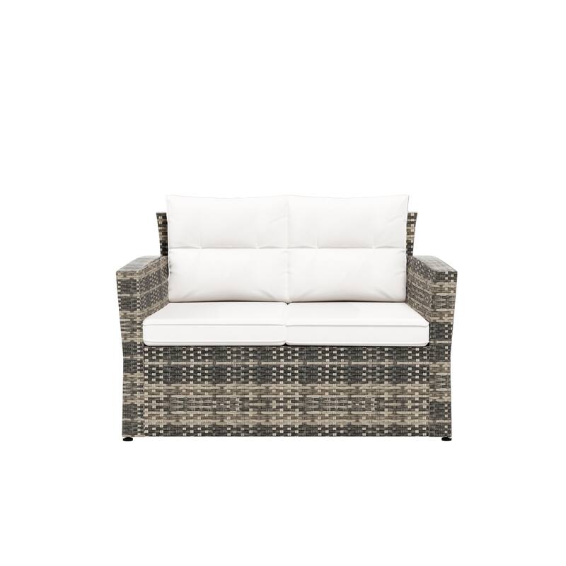 Cruz 4-Piece Outdoor Wicker Cushioned Patio Set and Storage Table