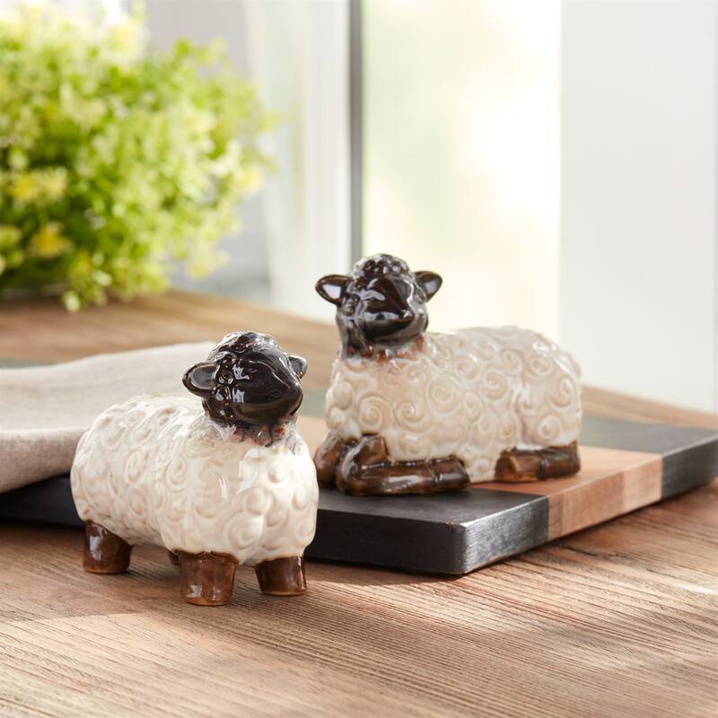 Curly Mini Sheep Figurines - 4" - Set of 6