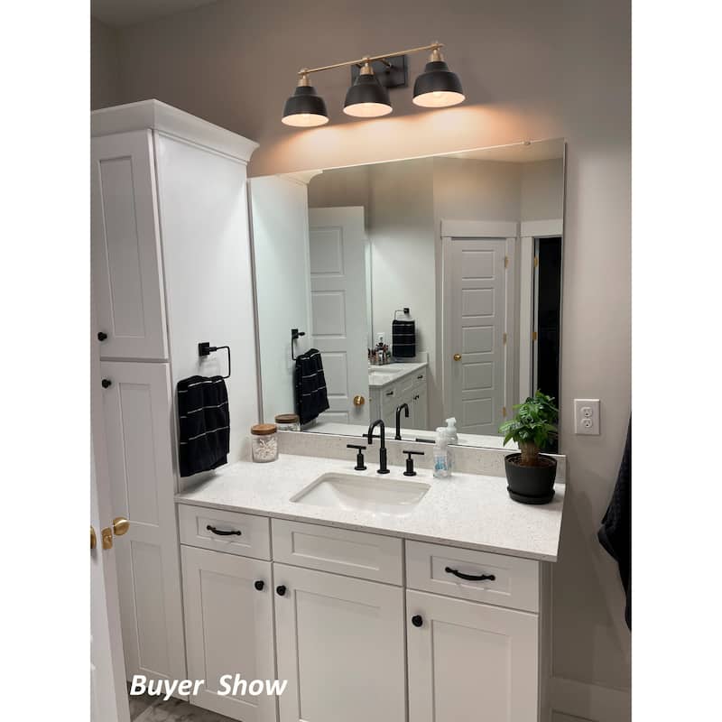 Modern Farmhouse Black Gold 3-Light Bathroom Vanity Lights Dimmable Wall Sconces